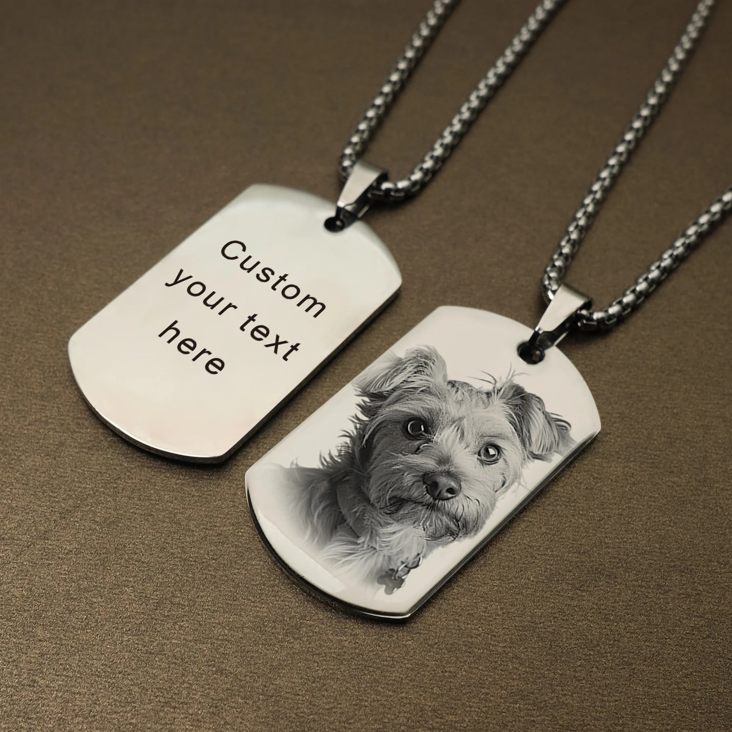 Personalized Custom Photo and Message Necklace Pendant Keychain Dog Tag,Customized Engraved Necklace with Photo Christmas Gifts