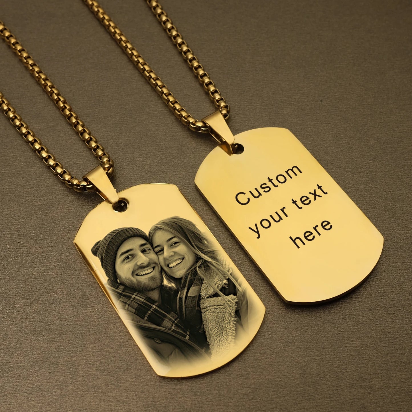 Personalized Custom Photo and Message Necklace Pendant Keychain Dog Tag,Customized Engraved Necklace with Photo Christmas Gifts